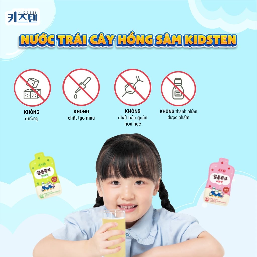 KIDSTEN Fruit Red Ginseng Drink - Natural Health Support for Kids 70ML - Two Flavors