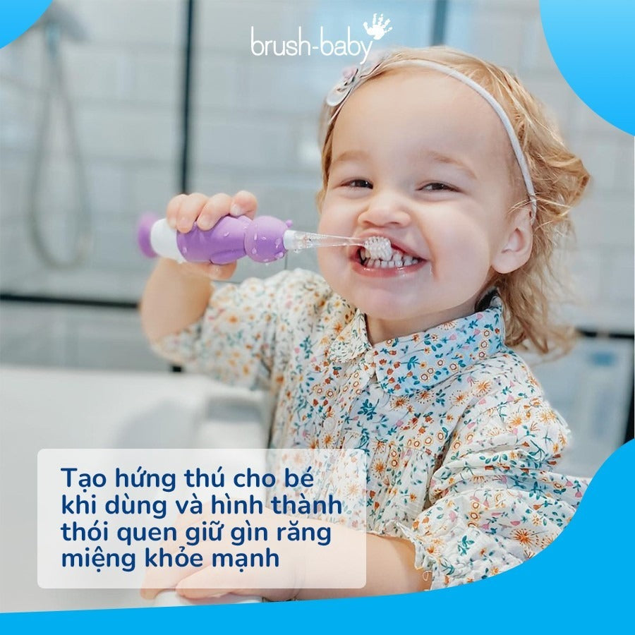Brush-Baby Bàn Chải Điện Sóng Âm WildOnes Kèm Sạc 2 Chế Độ Làm Sạch Răng An Toàn Và Hiệu Quả Cho Bé (0–10 Tuổi)