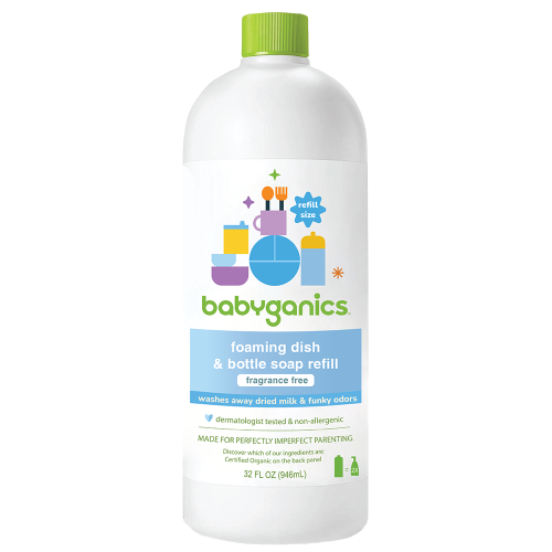 Nước Rửa Bình Sữa & Đồ Dùng Em Bé Babyganics Không Mùi Chai Refill 946ml