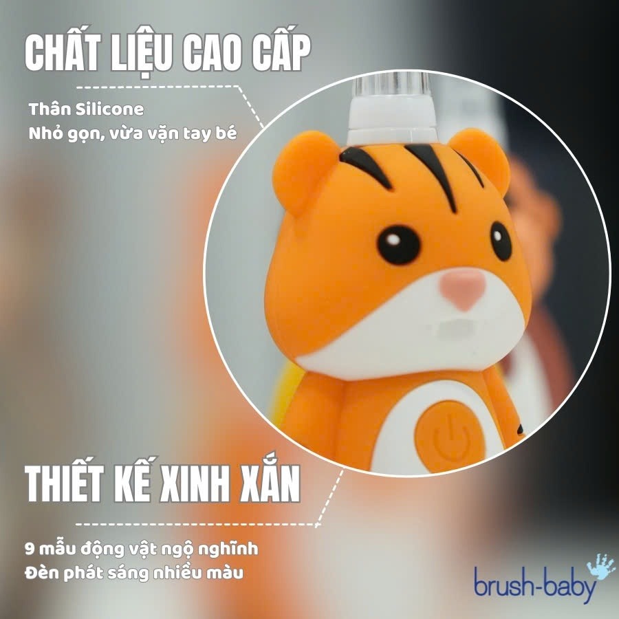 Brush-Baby Bàn Chải Điện Sóng Âm WildOnes Kèm Sạc 2 Chế Độ Làm Sạch Răng An Toàn Và Hiệu Quả Cho Bé (0–10 Tuổi)