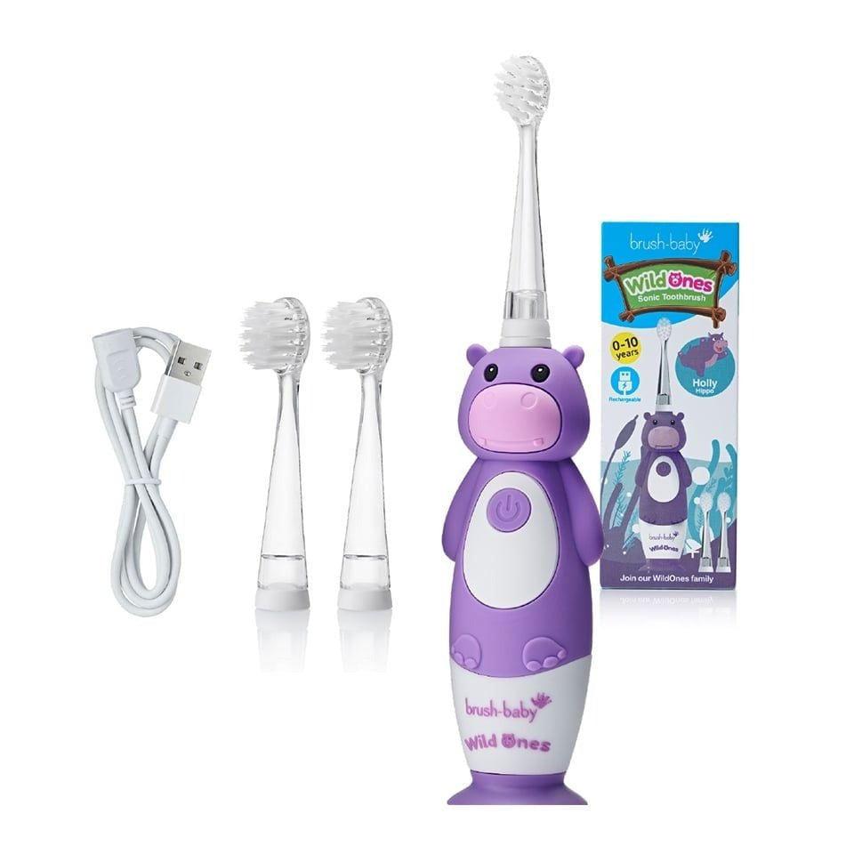 Brush-Baby Bàn Chải Điện Sóng Âm WildOnes Kèm Sạc 2 Chế Độ Làm Sạch Răng An Toàn Và Hiệu Quả Cho Bé (0–10 Tuổi)