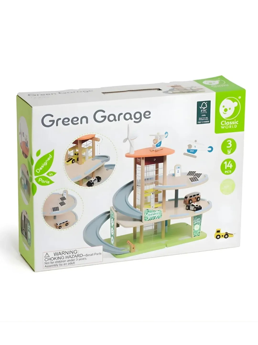Bộ Đồ Chơi Nhà Để Xe Bằng Gỗ Classic World Green Garage Cho Bé