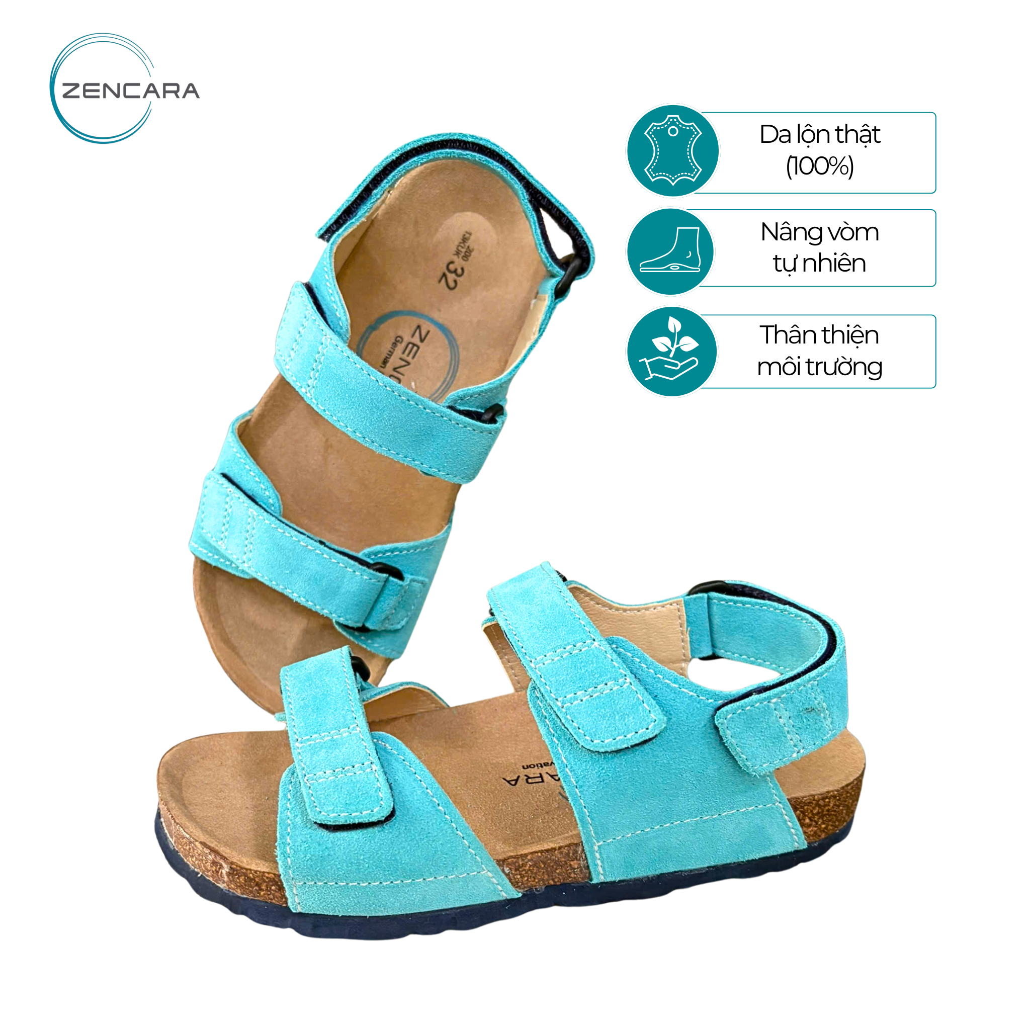 Sandal Sức Khỏe Đế Cork Trẻ Em Màu Jellyfish Zencara Size 27