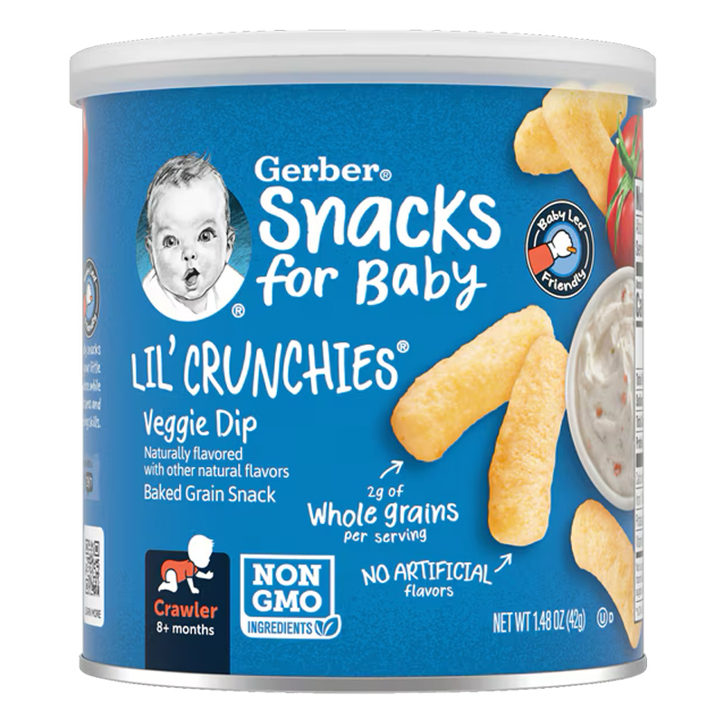 Bánh ăn dặm Gerber Lil' Crunchies vị rau củ lon 42g 8M+