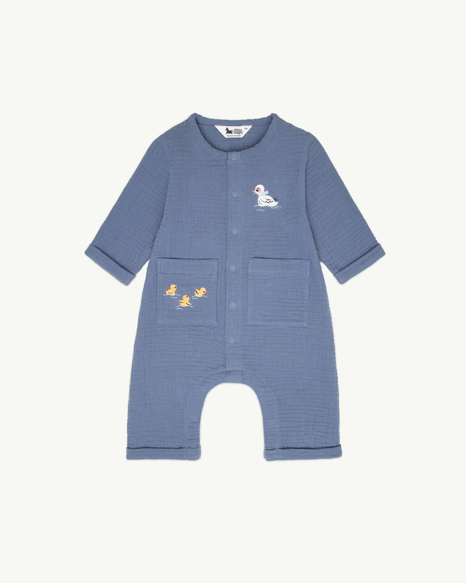 Quần Áo Cho Bé Quacky Crew Long Romper Muslin (3M-24M) | NINUNAPZ