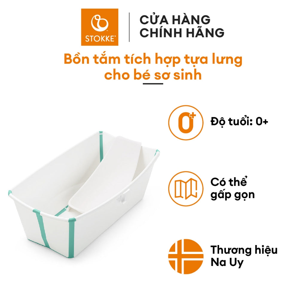 Stokke® Flexi Bundle Folding Bathtub with Backrest for Newborn - 4 Years [Multiple Colors]