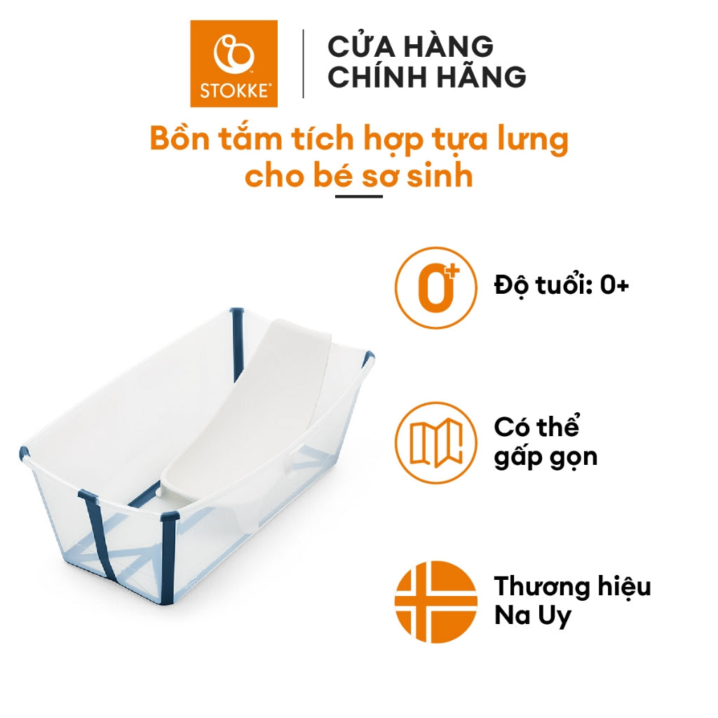Stokke® Flexi Bundle Folding Bathtub with Backrest for Newborn - 4 Years [Multiple Colors]