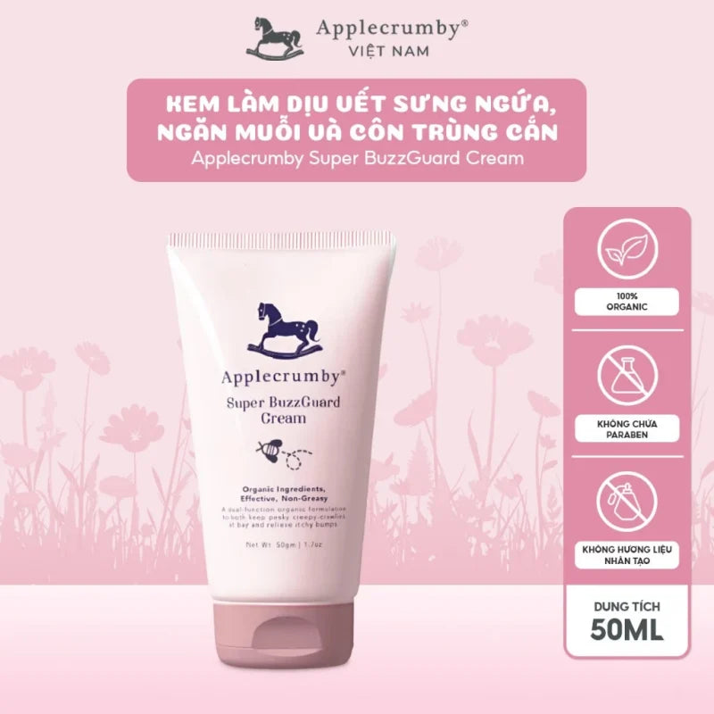 Applecrumby Super Buzzguard Cream 50ml - Gentle Mosquito & Insect Repellent Cream - For Your Little One's Care