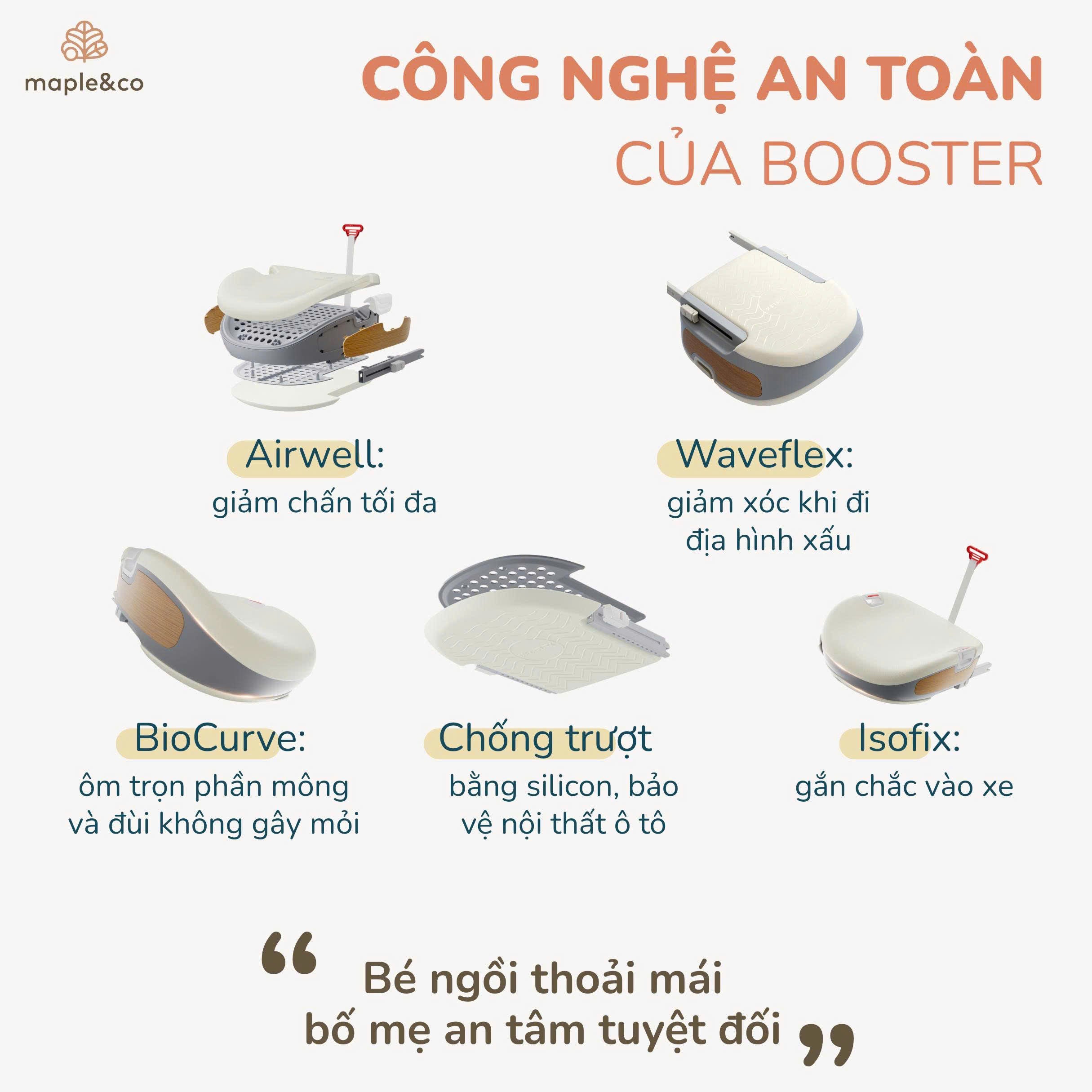 Ghế Nâng Ô tô Maple&Co Booster cho bé 3-12 tuổi